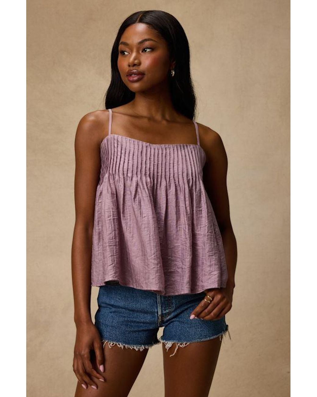 Lulus Purple Lecky Pleated Babydoll Tank Top