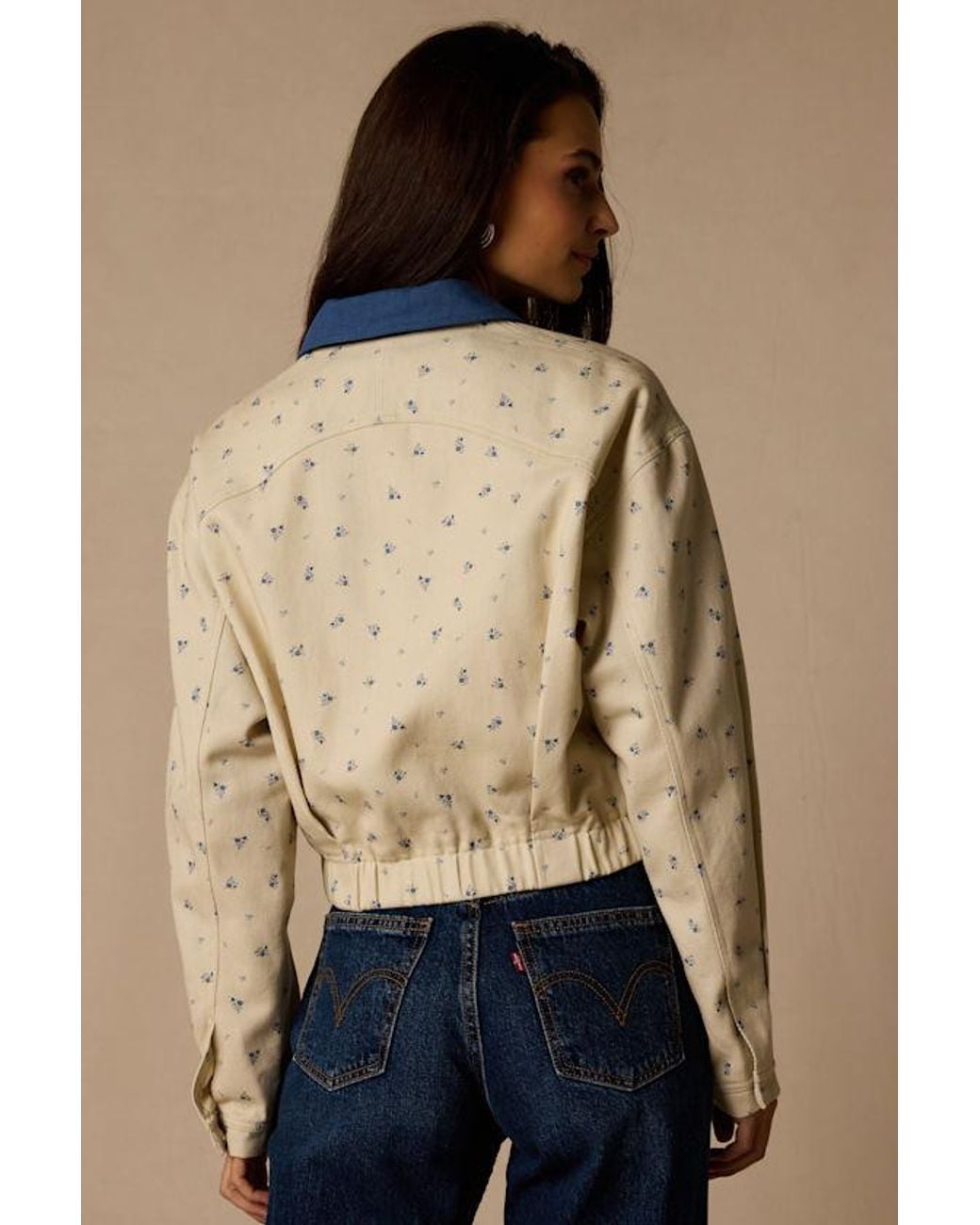 Lulus Natural Pomelina Cream Floral Twill Collared Jacket