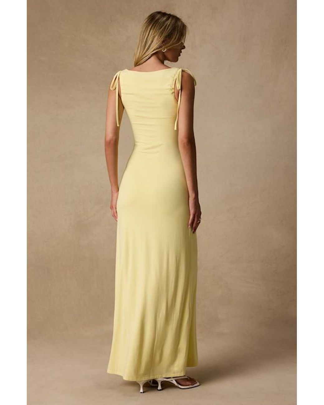 Lulus Natural Anula Pale Jersey Knit Maxi Dress