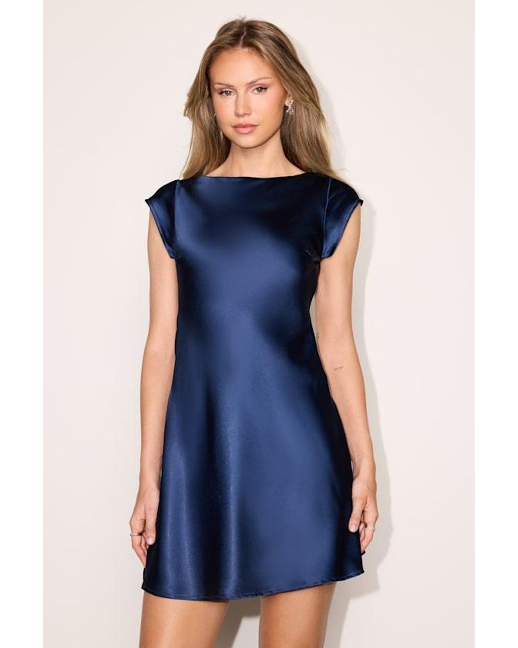 Lulus Blue Bethia Satin Backless Mini Dress