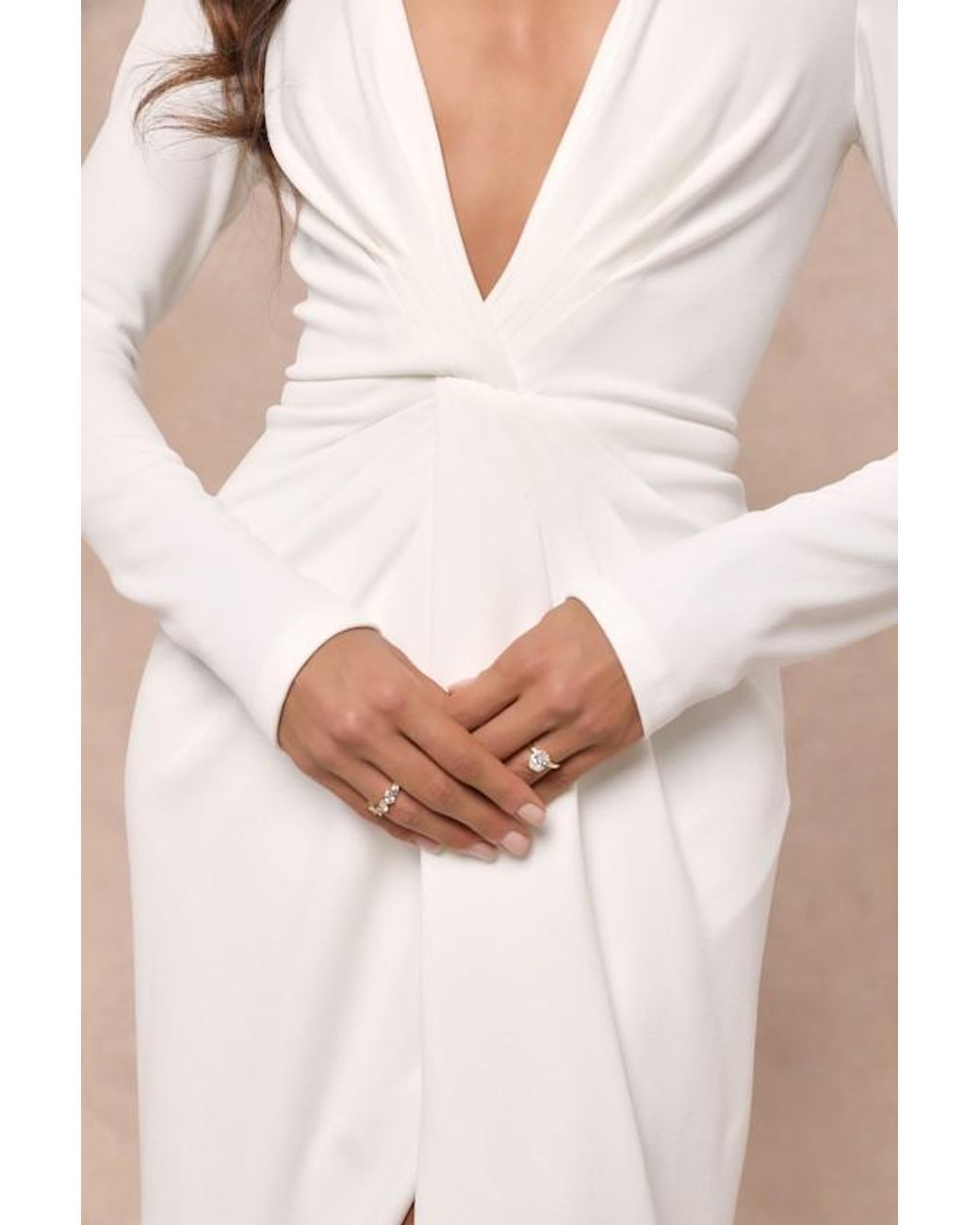 Lulus Natural Stunning Romance Long Sleeve Mermaid Maxi Dress