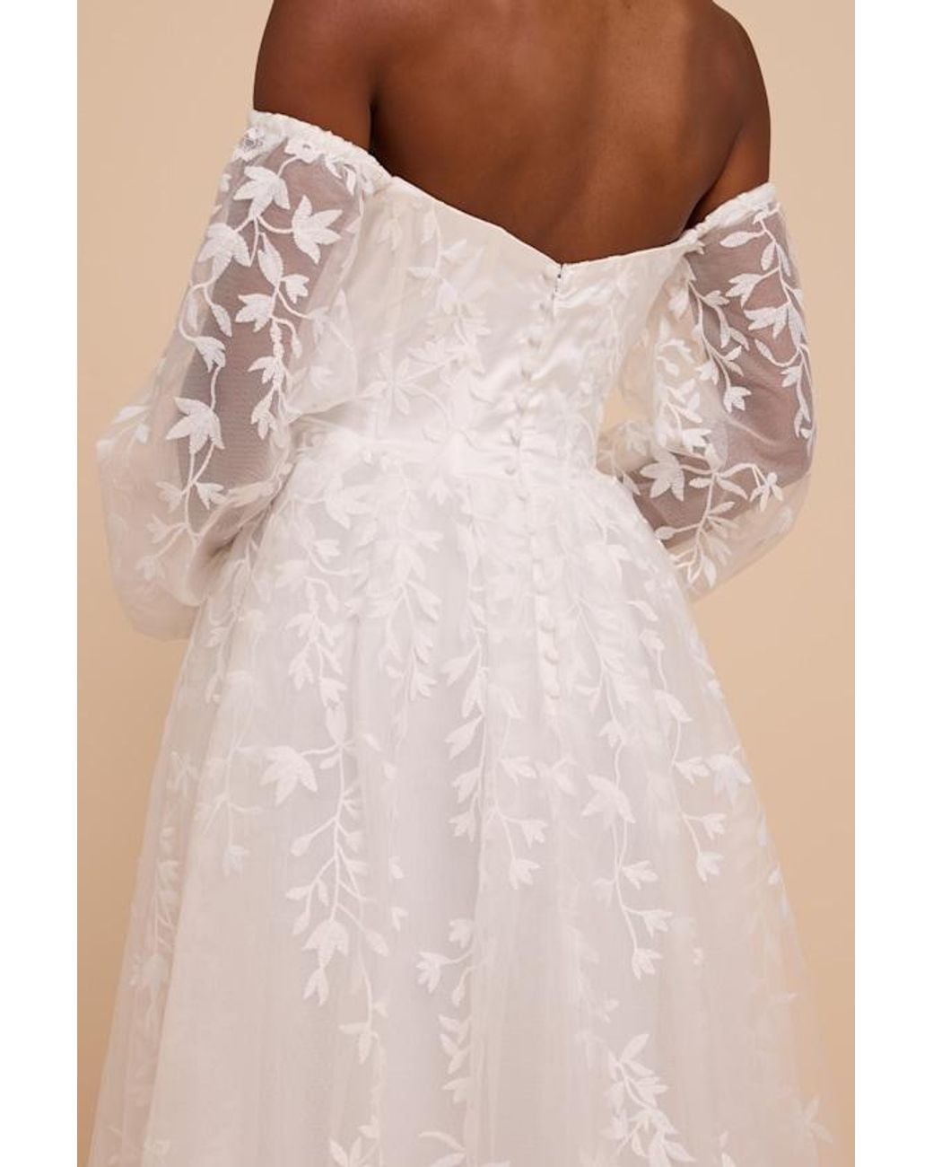 Lulus Natural Inga Off-The-Shoulder Tulle Maxi Dress