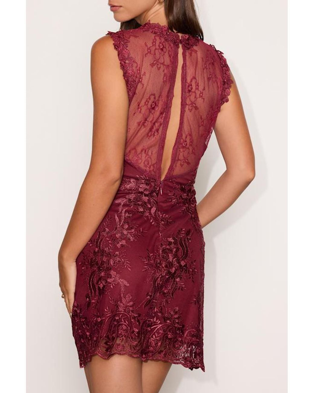 Lulus Cirella Berry Embroidered Sleeveless Mini Dress