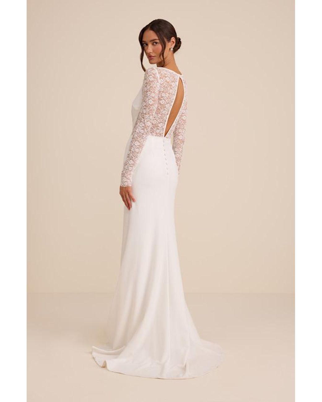 Lulus Natural Brooks Lace Boat Neck Mermaid Maxi Dress