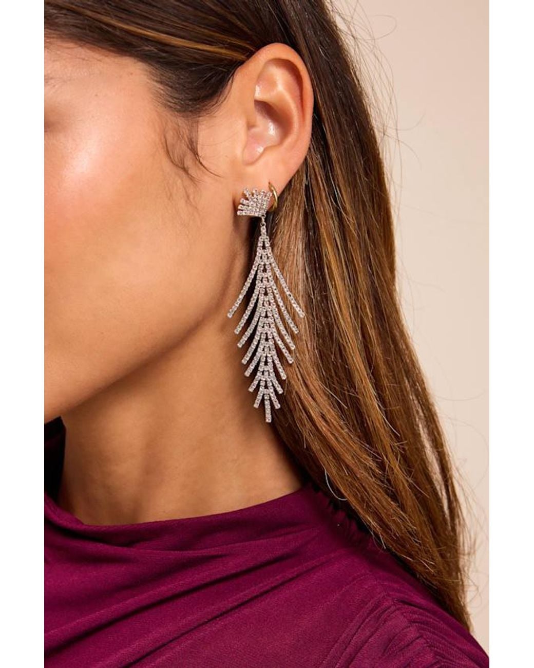 Lulus Purple Babylon Rhinestone Earrings
