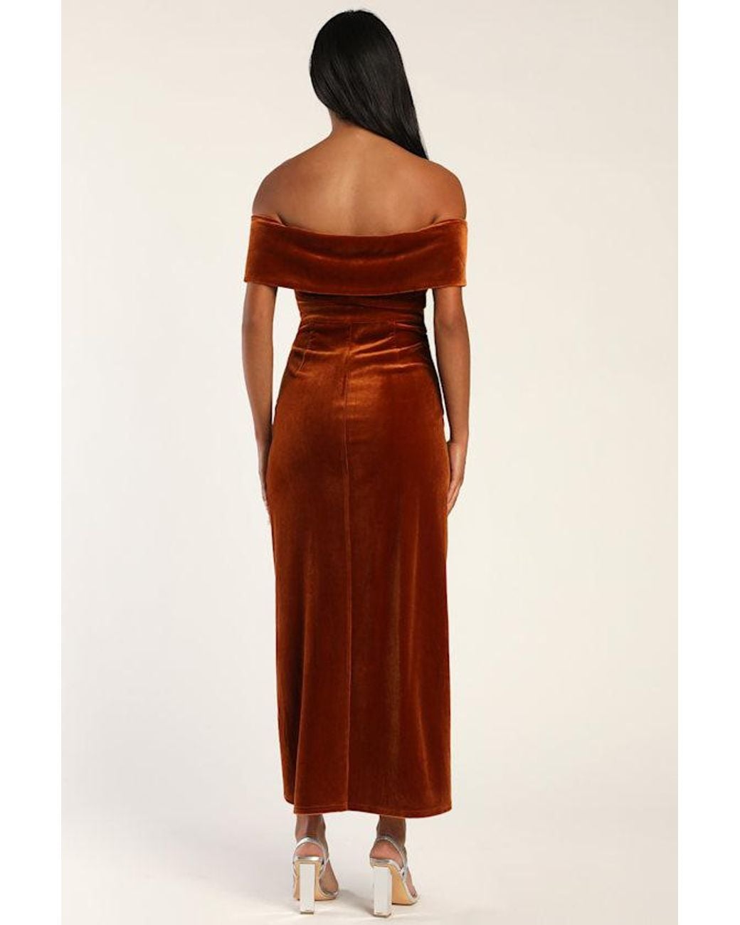 Lulus Red I'M Enchanted Velvet Off-The-Shoulder Maxi Dress