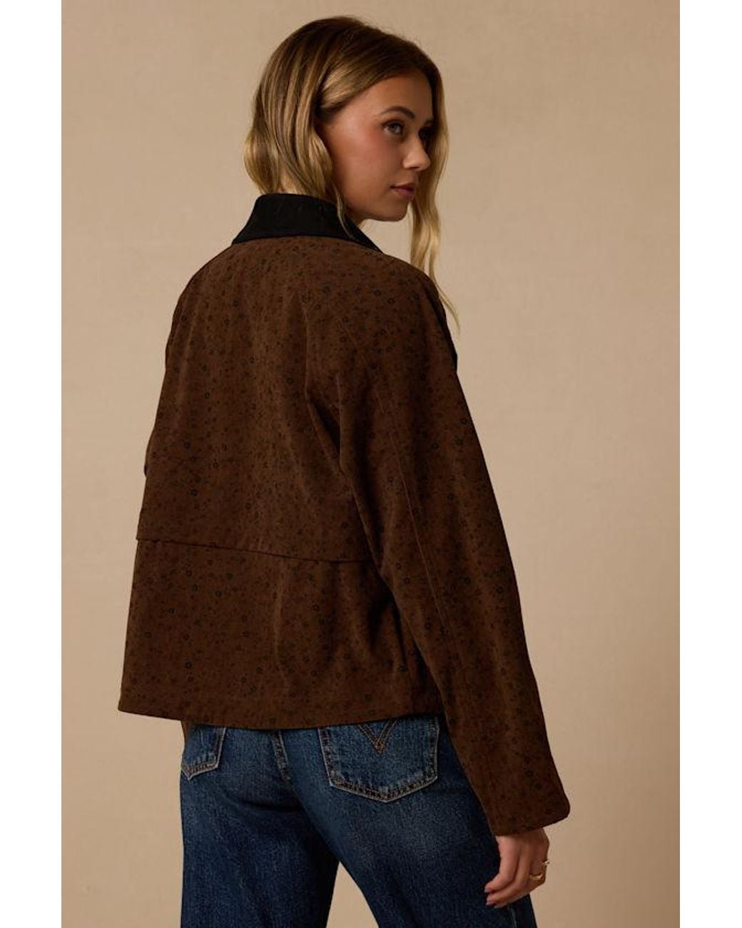 Lulus Brown Ashcraft Floral Corduroy Jacket