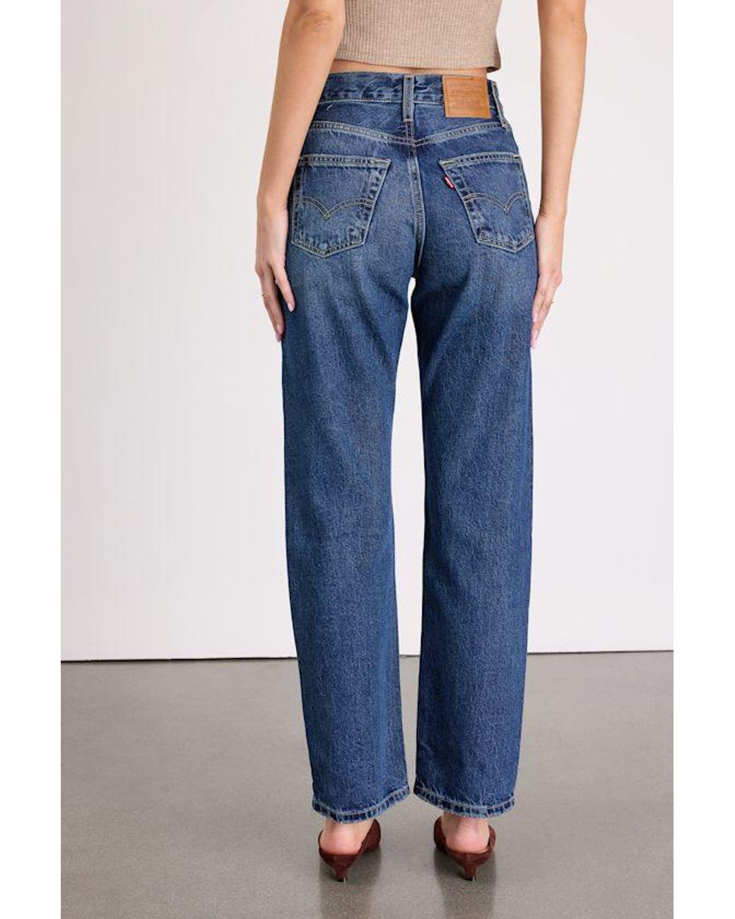 Levi's White Easy Dad Dark Wash High-Rise Jeans
