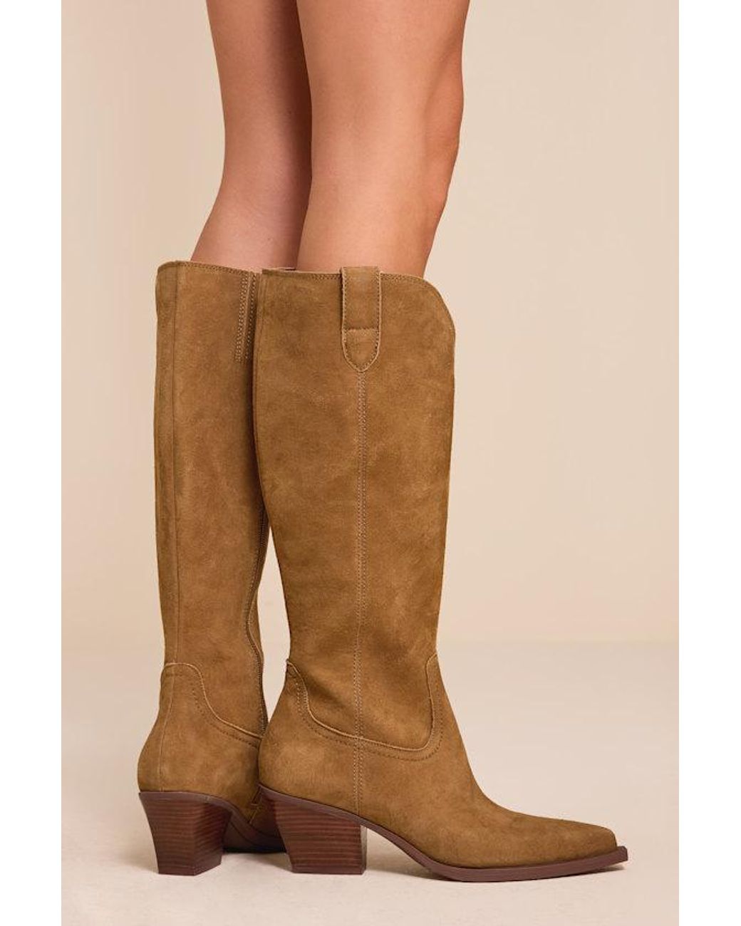 Dolce Vita Natural Ratana Camel Suede Leather Knee-High Boots