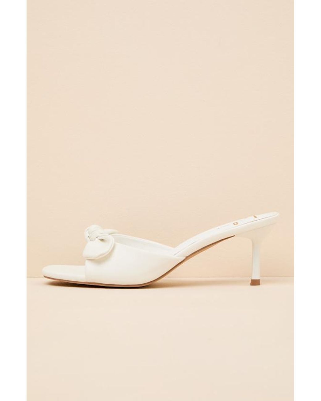 Lulus Natural Lancee Bone Bow High Heel Slide Sandals