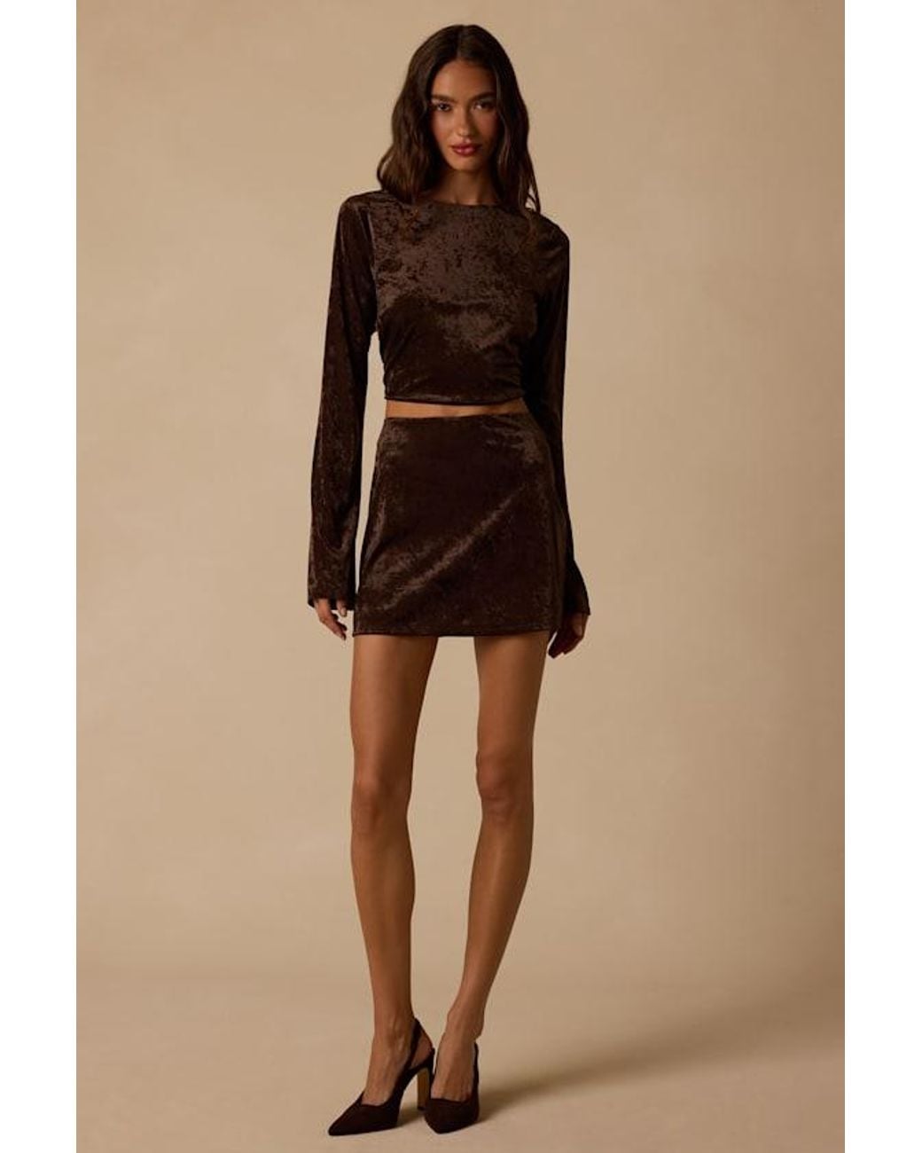 Lulus Brown Talaria Velvet High-Rise Mini Skirt