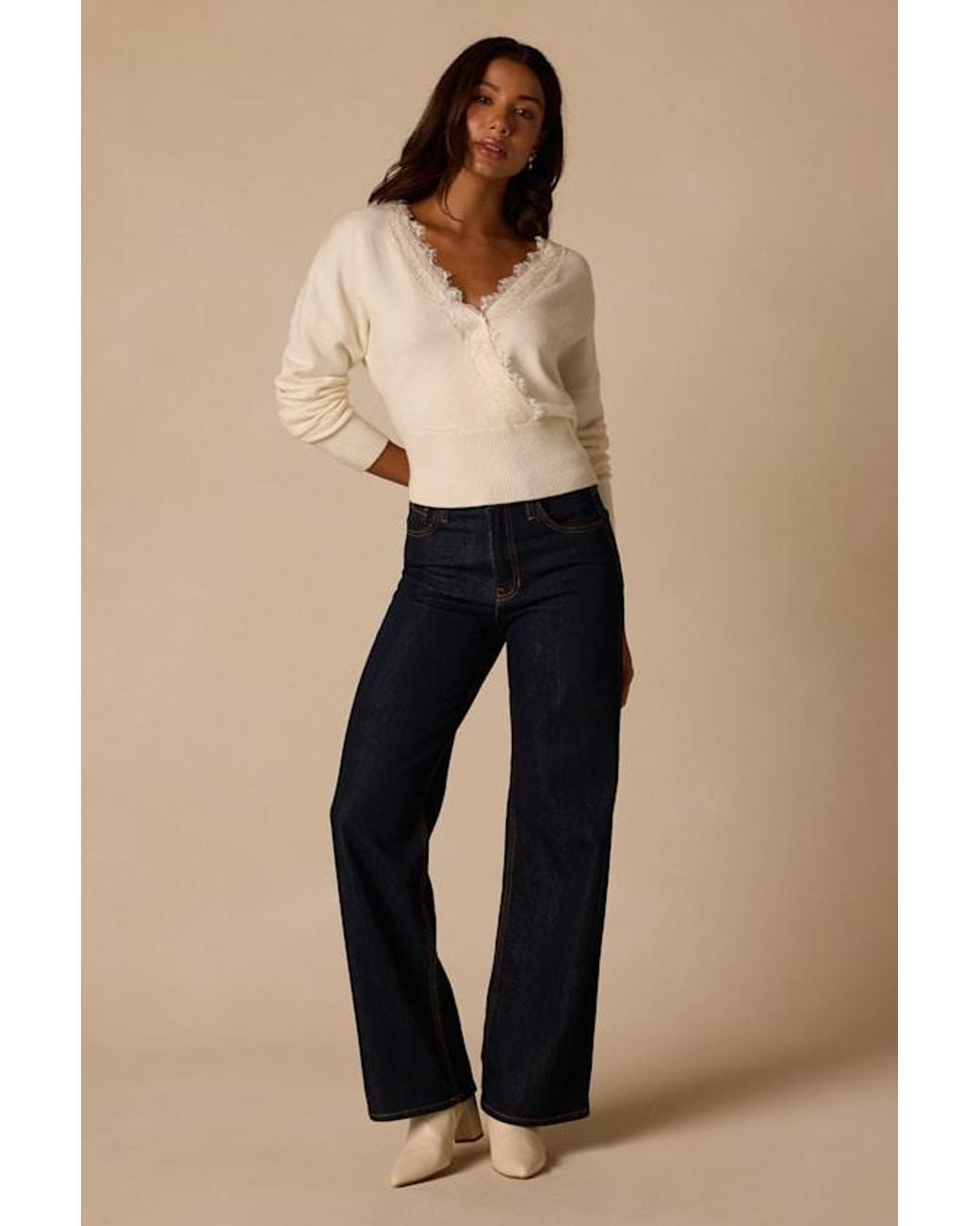 Lulus Natural Flavia Lace Sweater