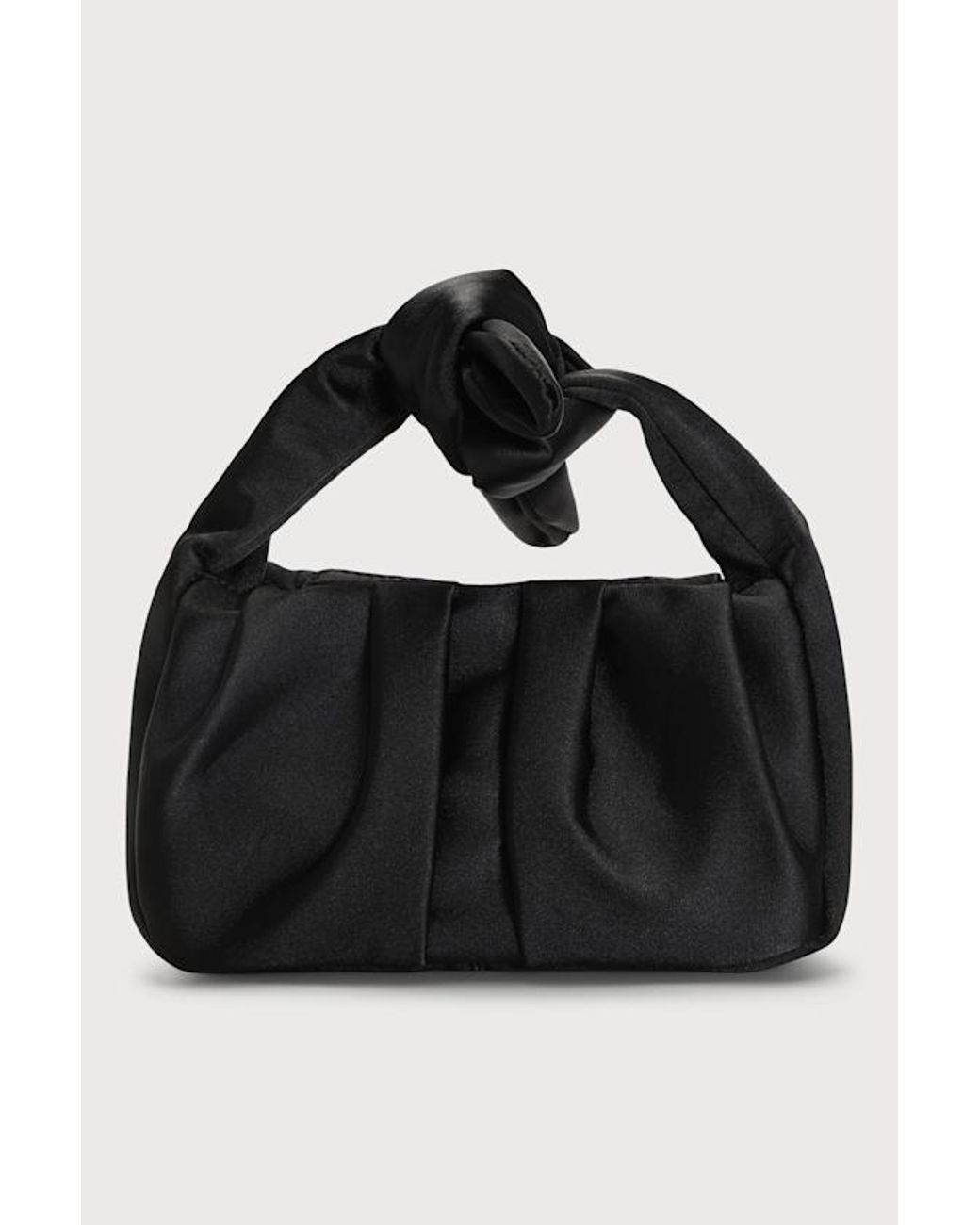 Lulus Black Essential Style Satin Knot Handle Clutch Bag