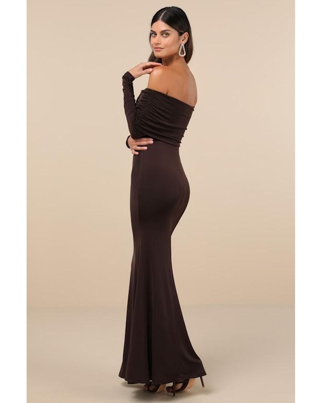 Lulus Black Effortlessly Stunning Dark Off-The-Shoulder Maxi Dress