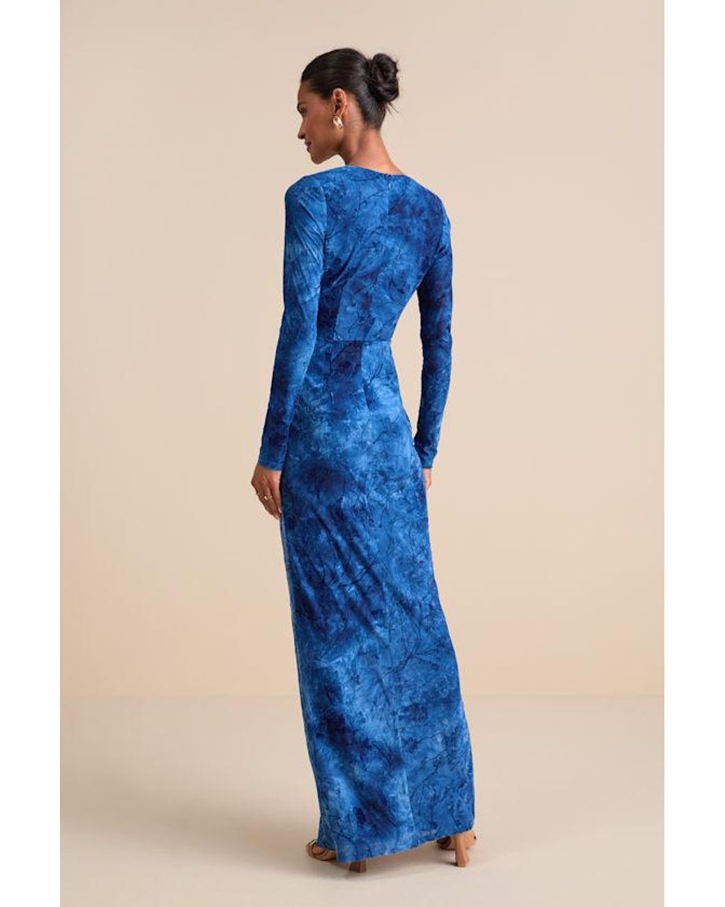 Lulus Blue Dynamic Sensation Floral Velvet Burnout Maxi Dress