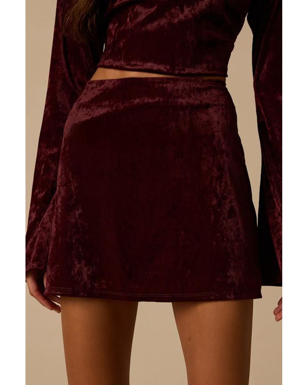Lulus Red Talaria Velvet High-Rise Mini Skirt