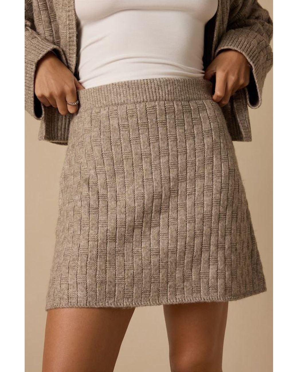 Lulus Natural Buxton Sweater Mini Skirt