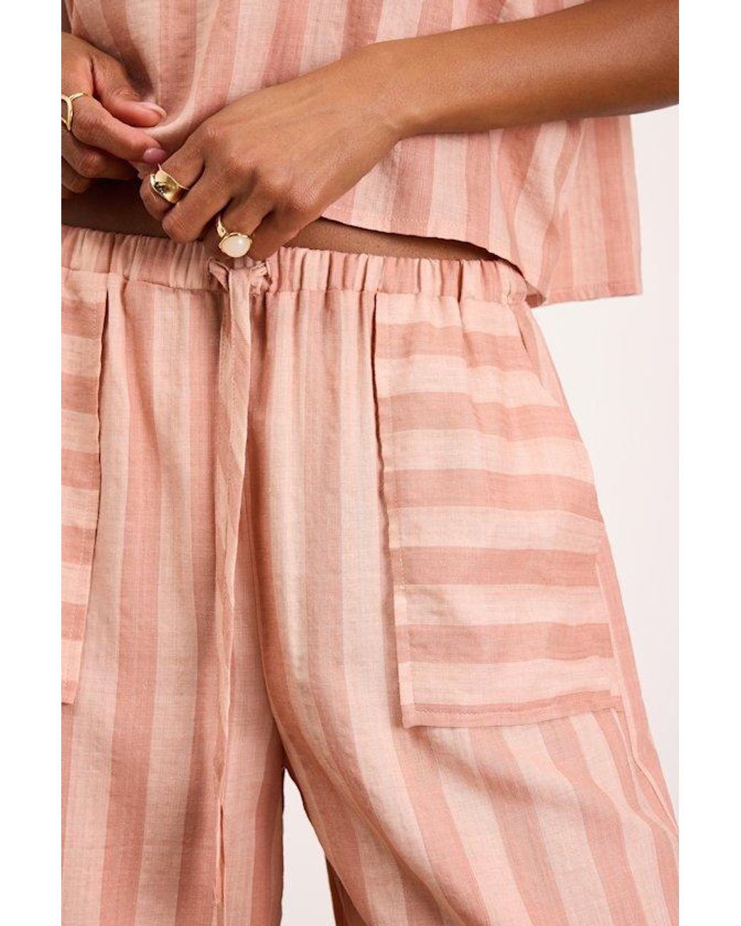 Lulus Pink Dresa Striped Cotton Wide-Leg Pants