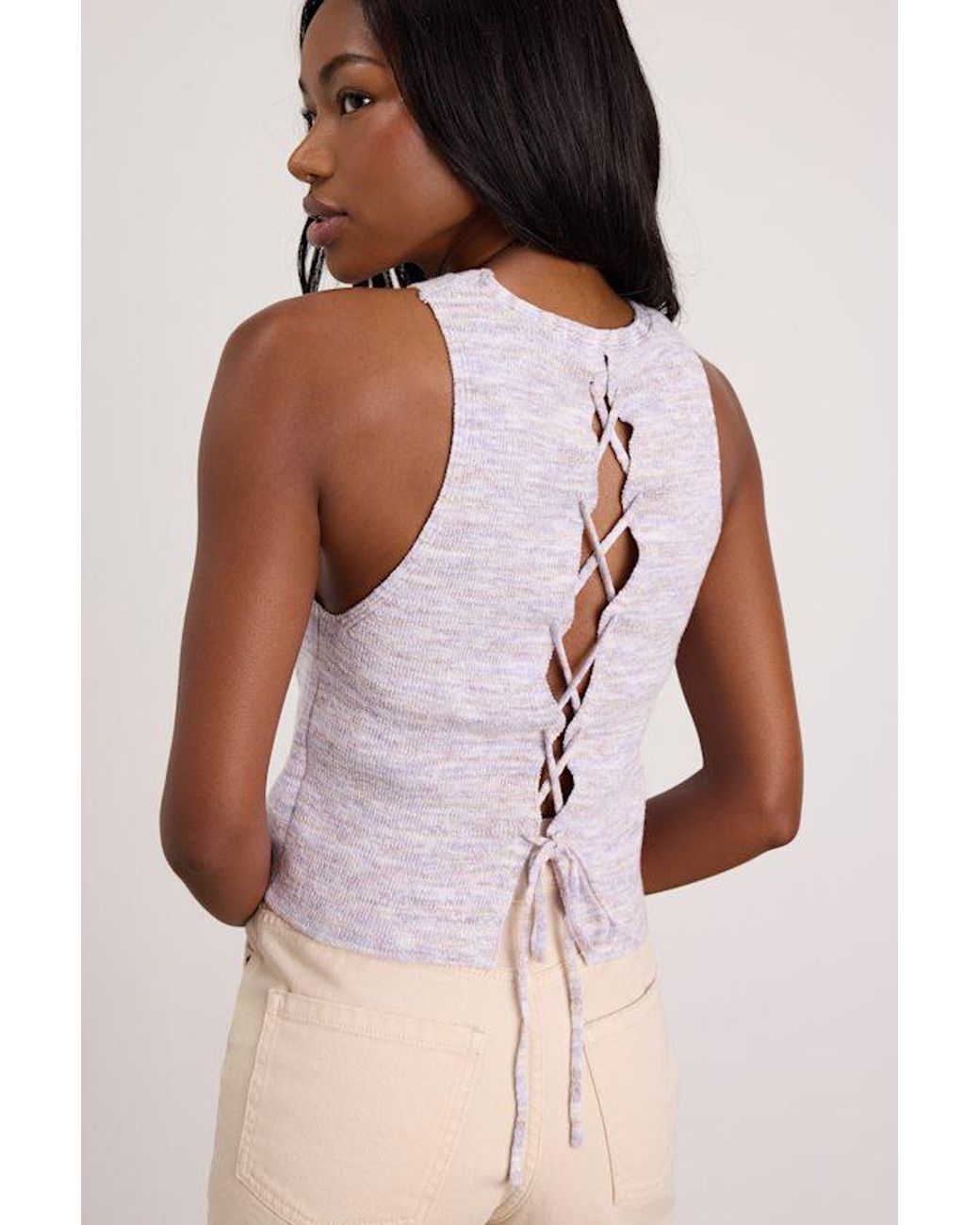 Lulus Natural Cennet Multi Space Dye Lace-Up Tank Top
