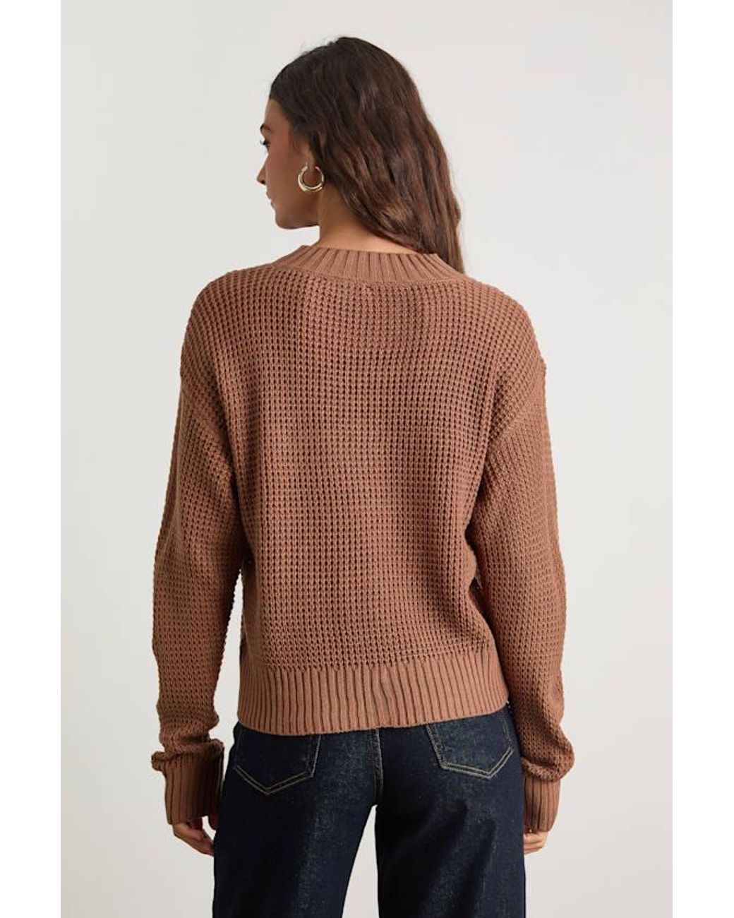 Lulus Brown Campfire Cozy Cropped Sweater
