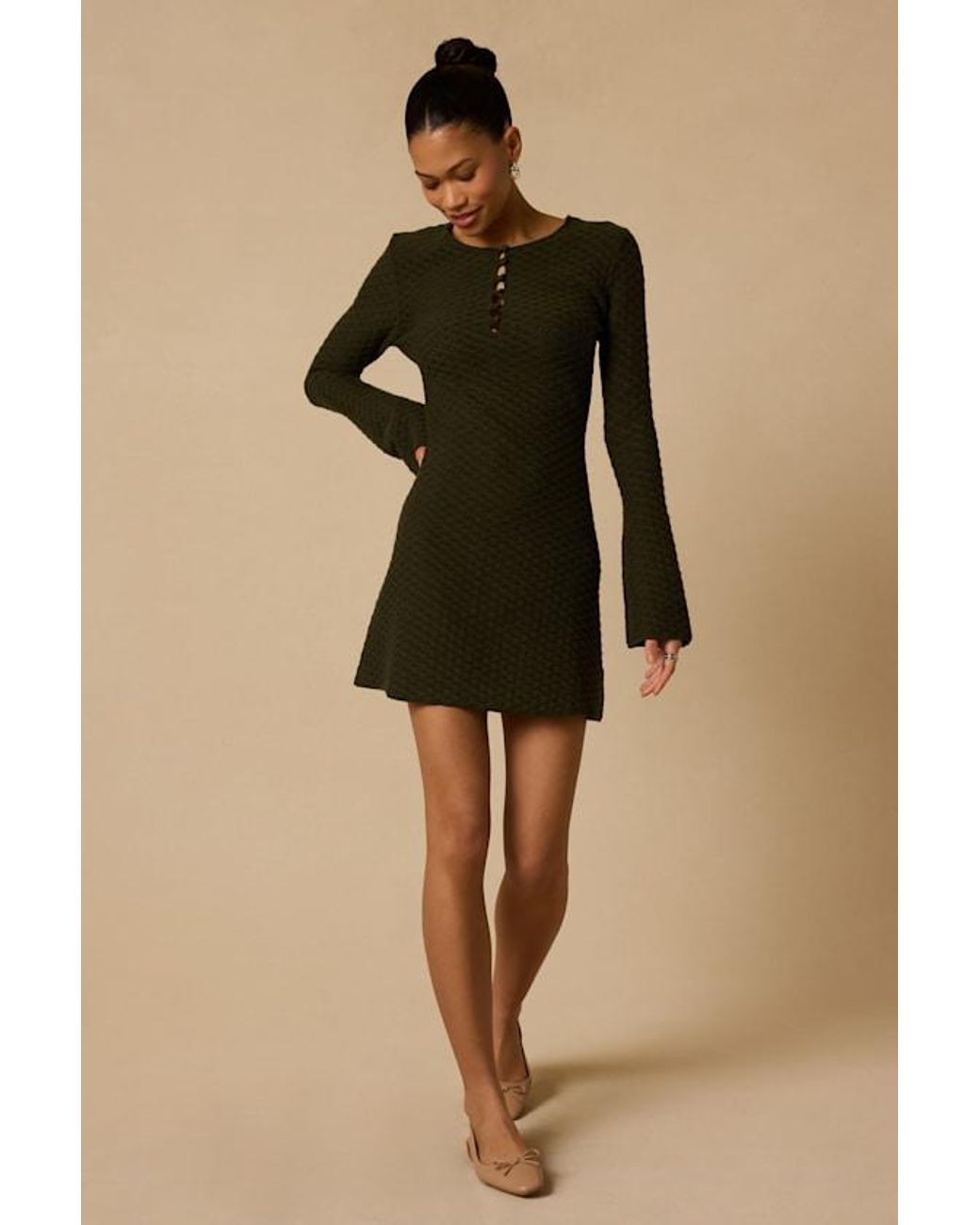 Lulus Black Wesley Dark Button-Front Sweater Dress