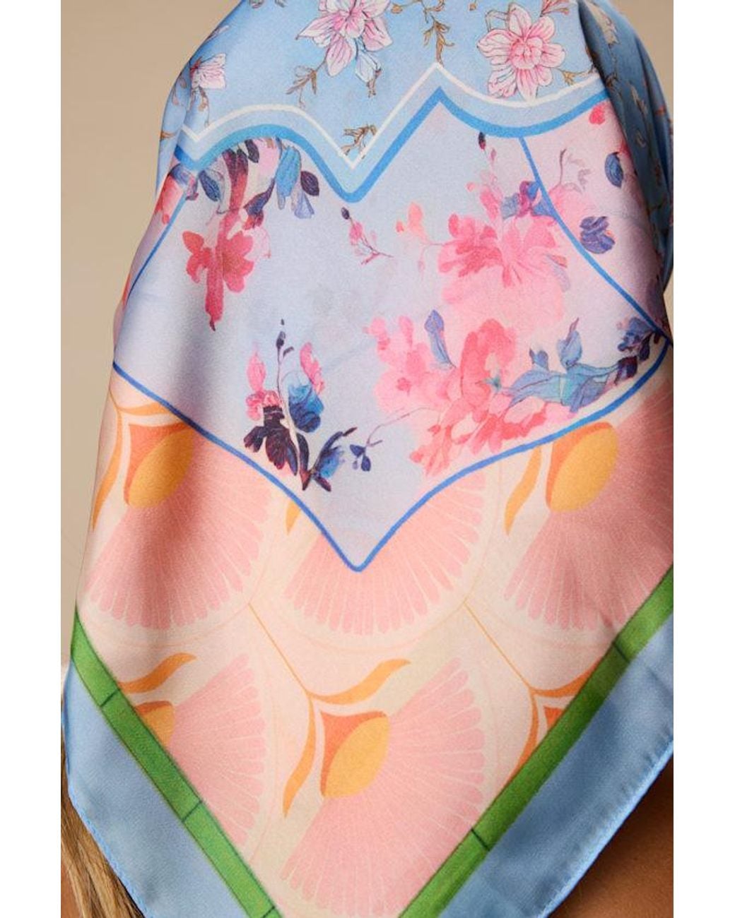 Lulus Blue Fernley Multi Equestrian Print Satin Scarf