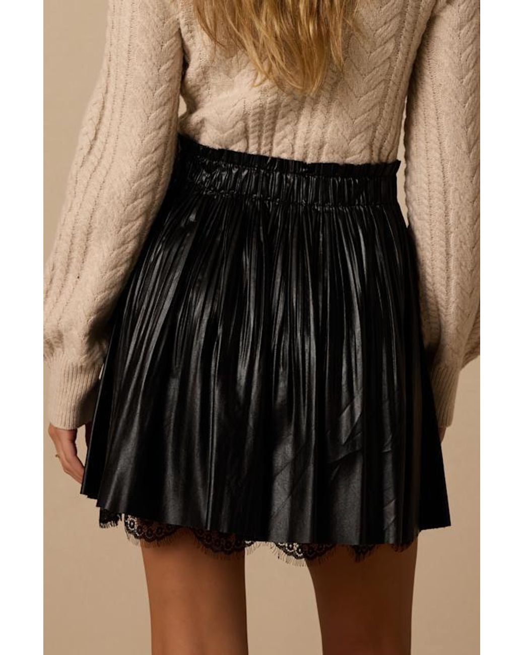 Lulus Black Minka Vegan Leather Pleated Mini Skirt