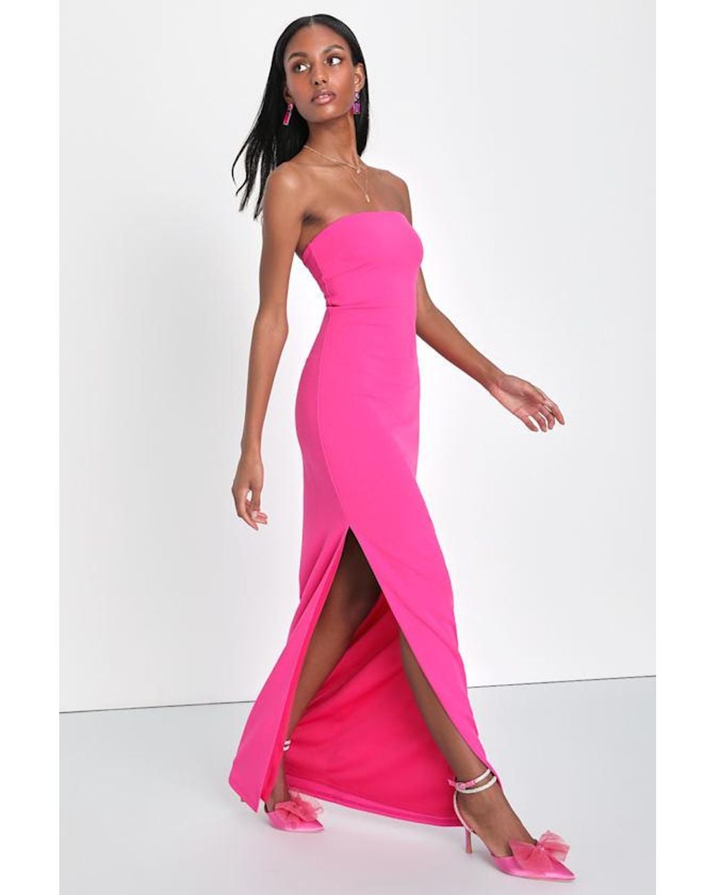 Lulus Pink Elaborate Excellence Strapless Bodycon Maxi Dress