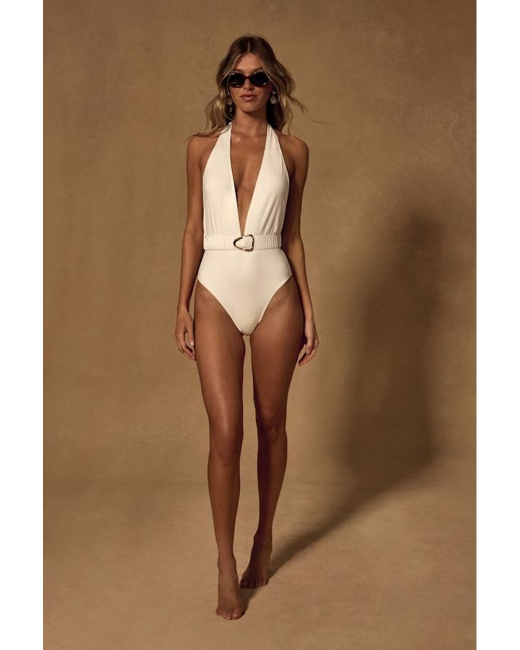 Lulus Brown Coastline Halter One-Piece Swimsuit