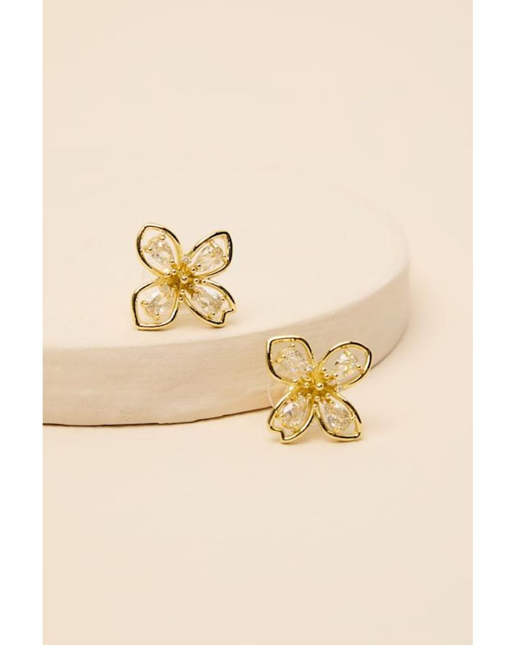 Lulus Brown Imelda Rhinestone Flower Earrings