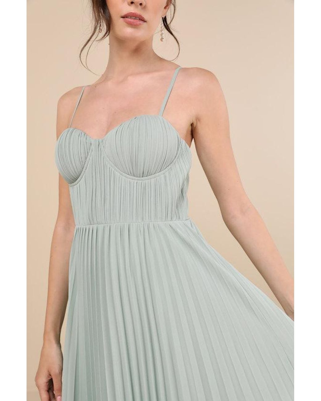 Lulus Blue Admirable Elegance Pleated Bustier Maxi Dress