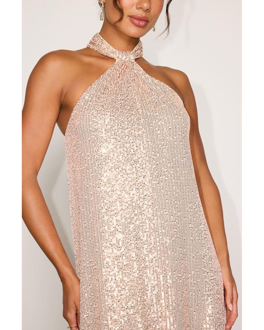 Lulus Natural Kaia Sequin Mini Dress