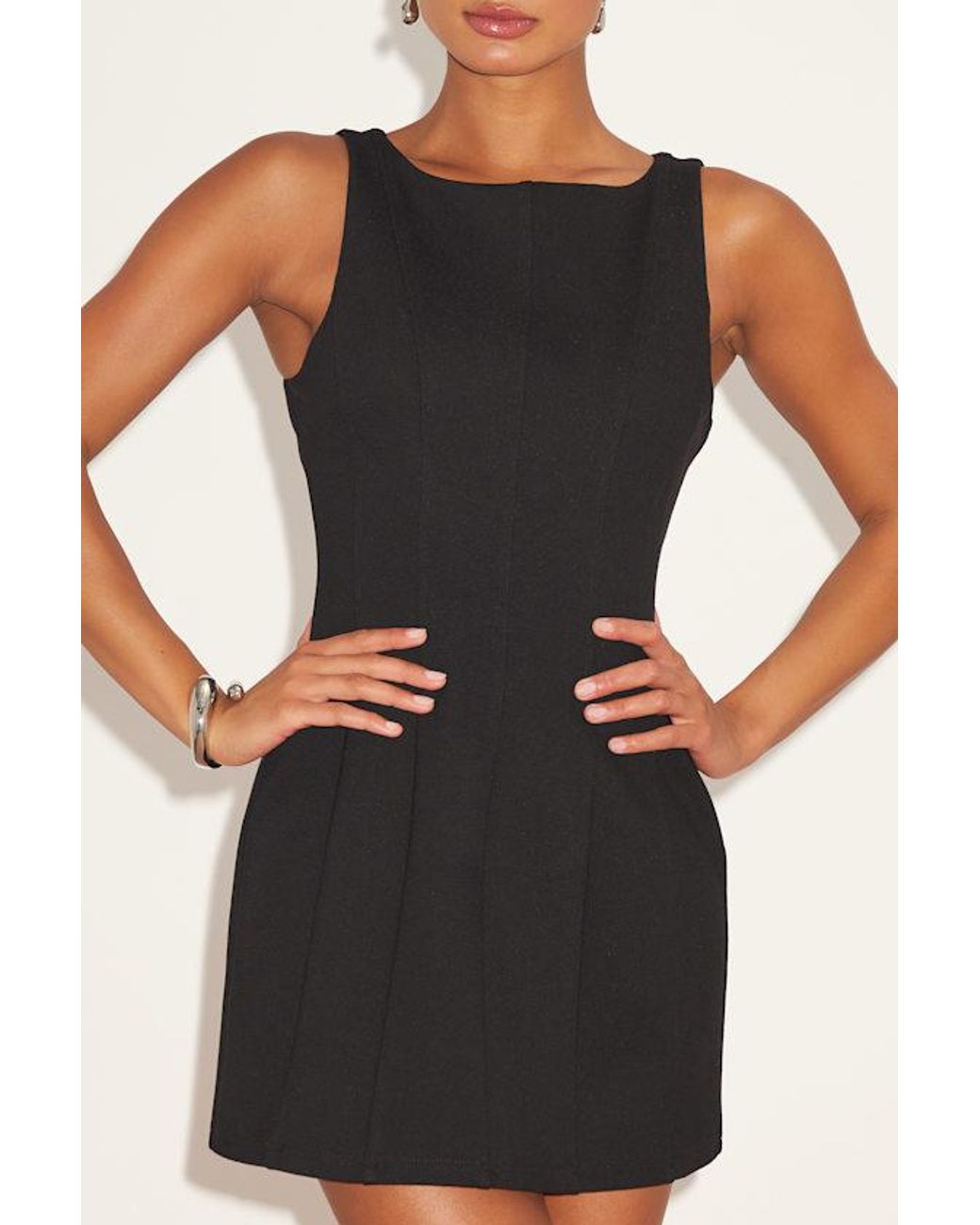 Lulus Black Lavonne Sleeveless Boat Neck Mini Dress