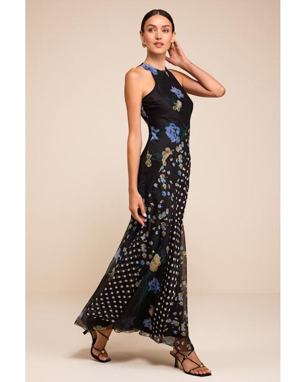 Lulus Black Alice Multi Print Maxi Dress