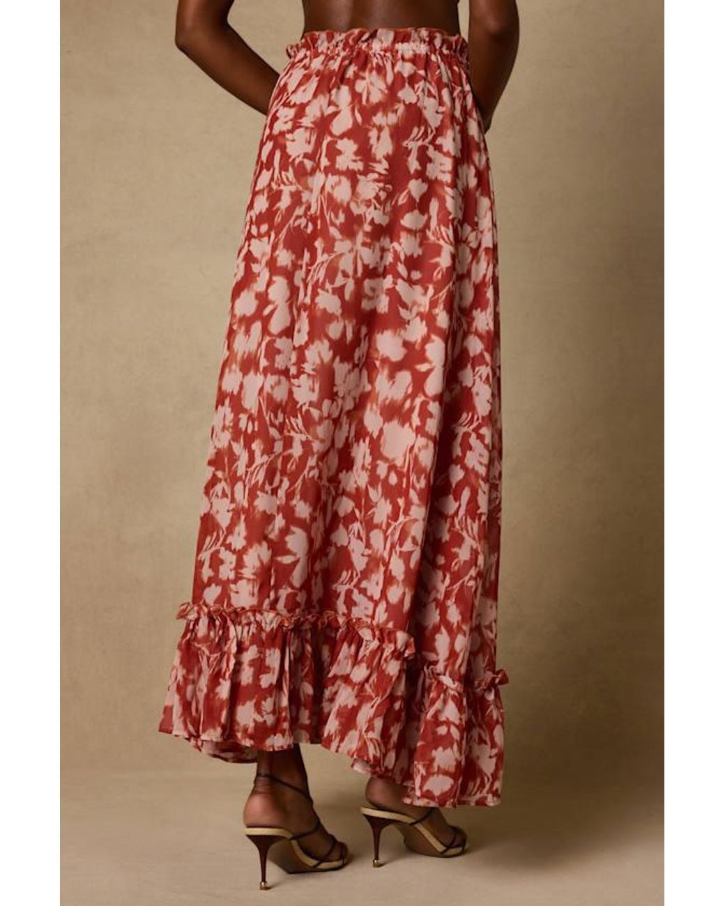 Lulus Red Aleni Rust Floral Print Maxi Skirt