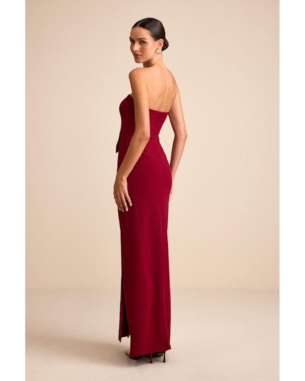 Lulus Red Marvelous Vision Strapless Bow Column Maxi Dress