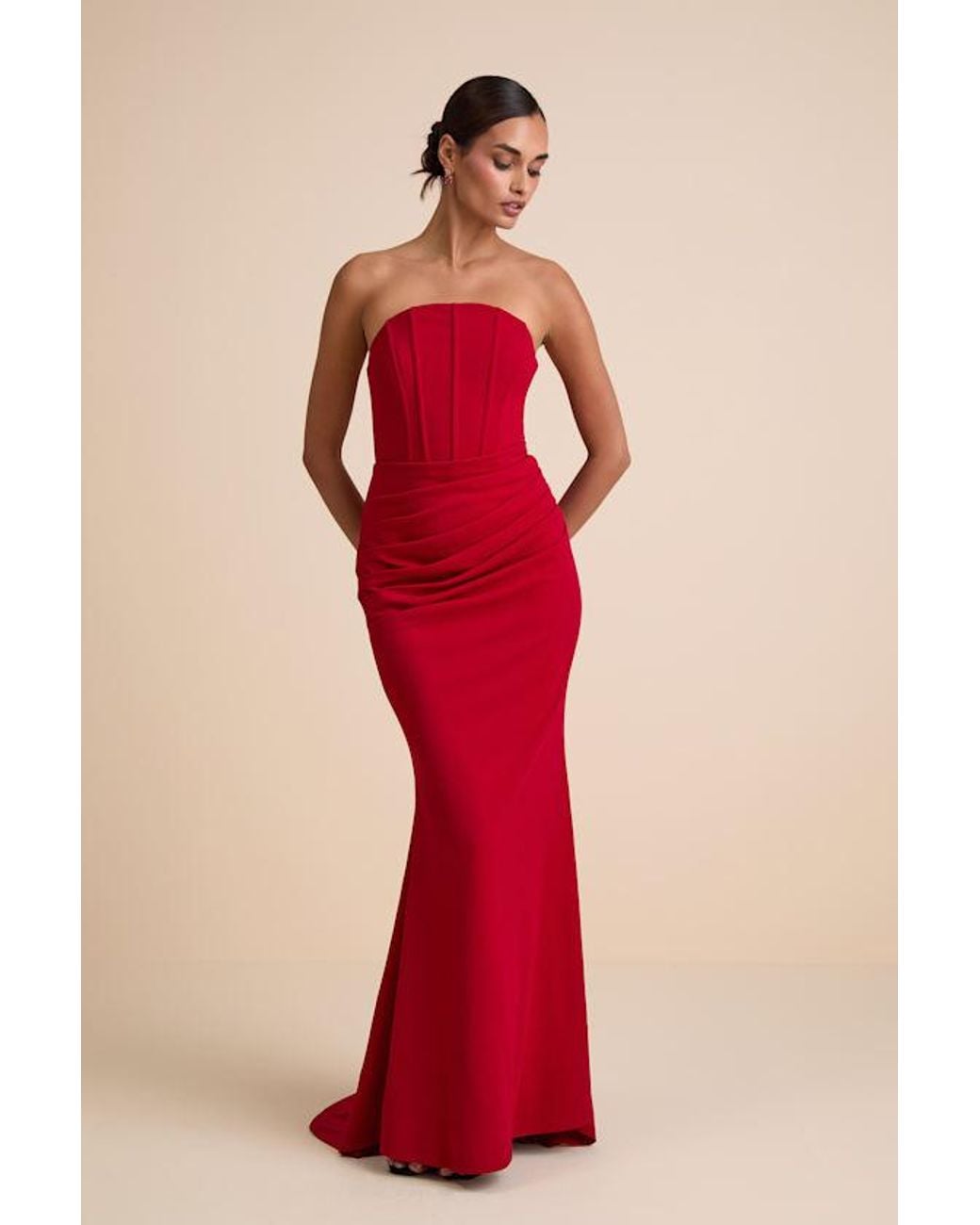 Lulus Red Laney Strapless Corset Maxi Dress