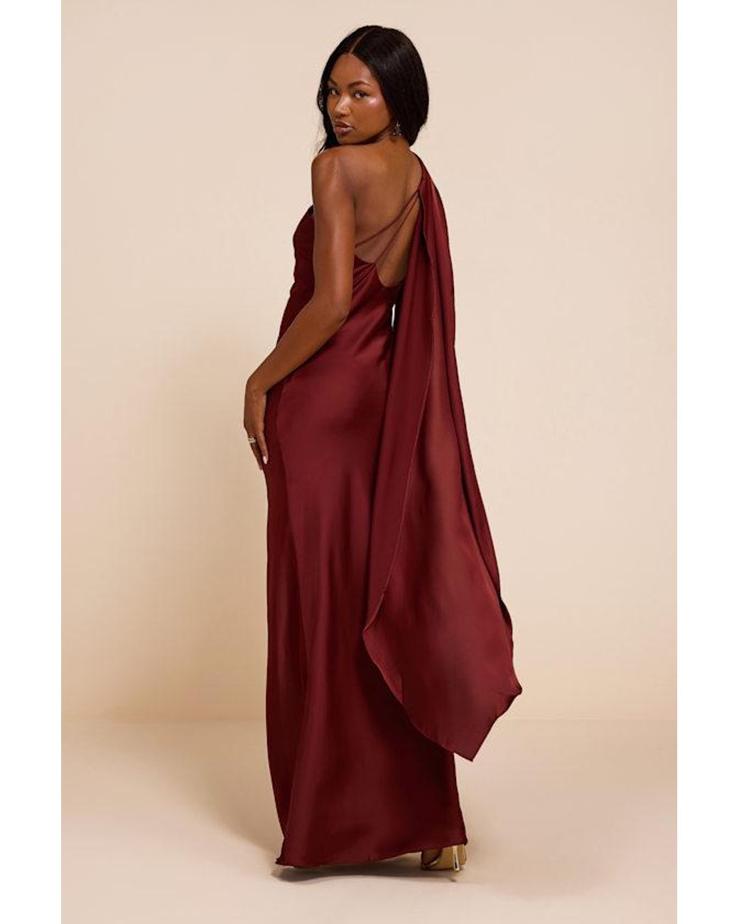 Lulus Red Amisha Satin One-Shoulder Sash Maxi Dress