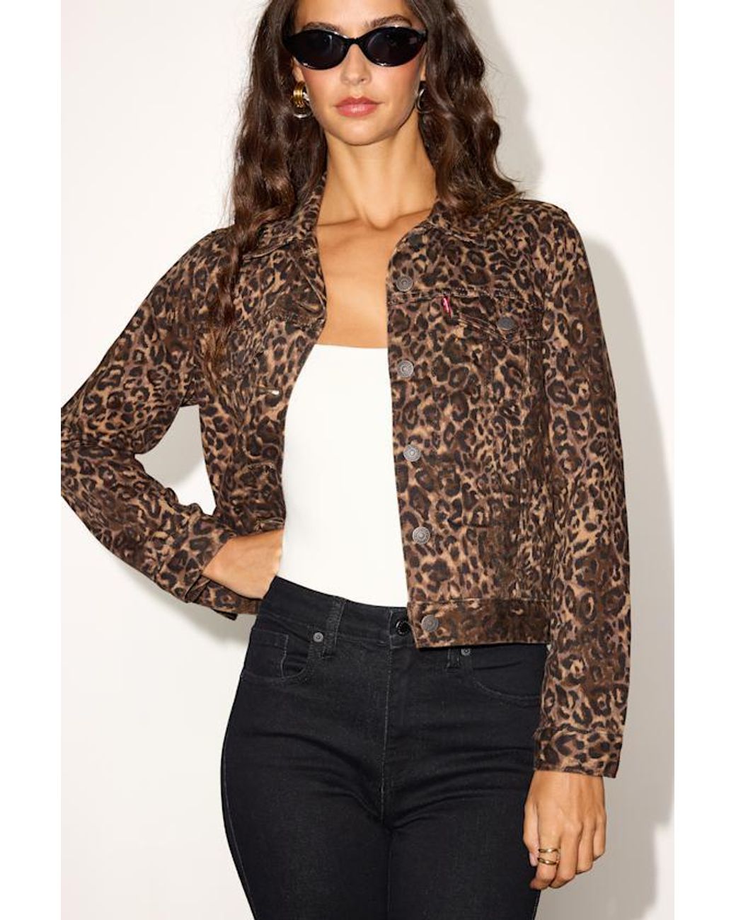 Levi's Original Trucker Leopard Print Denim Jacket in Gray | Lyst