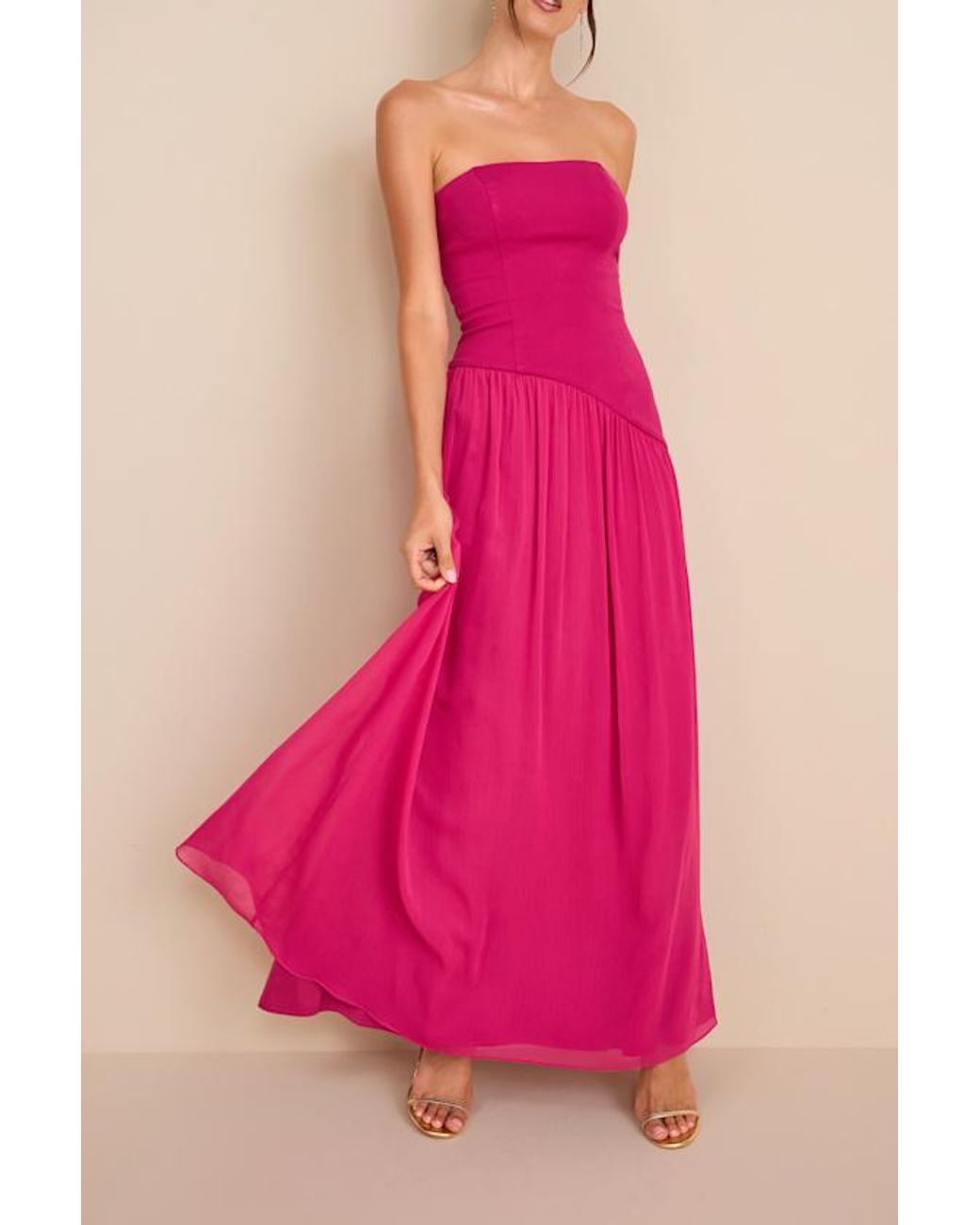 Lulus Pink Beth Strapless Drop Waist Maxi Dress