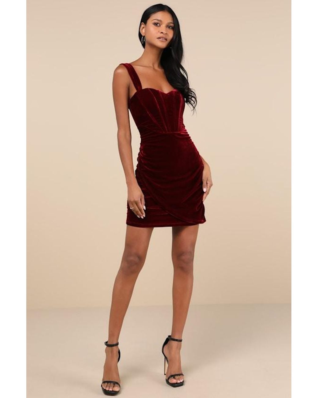 Lulus Red Opulent Mood Velvet Bustier Mini Dress