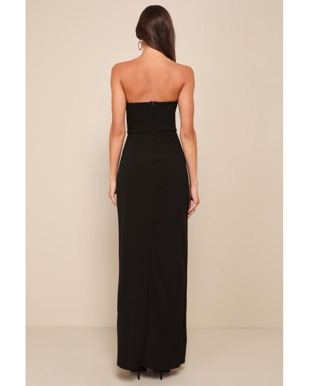 Lulus Black Dedicated To Glamour Strapless Maxi Dress