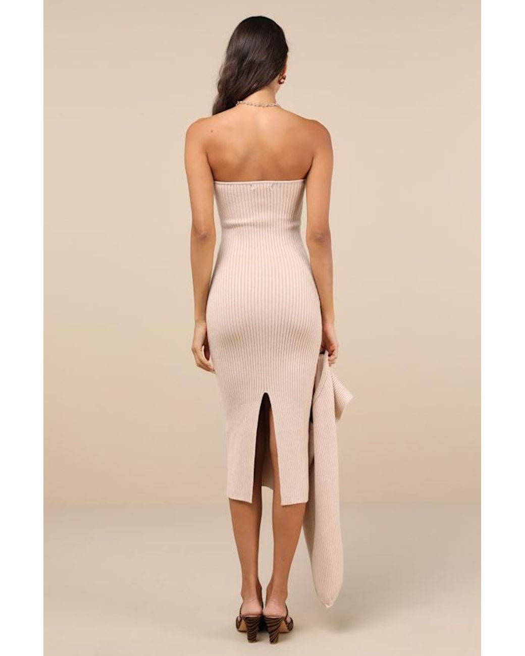 Lulus Natural Autumn Aura Ribbed Two-Piece Sweater Dress