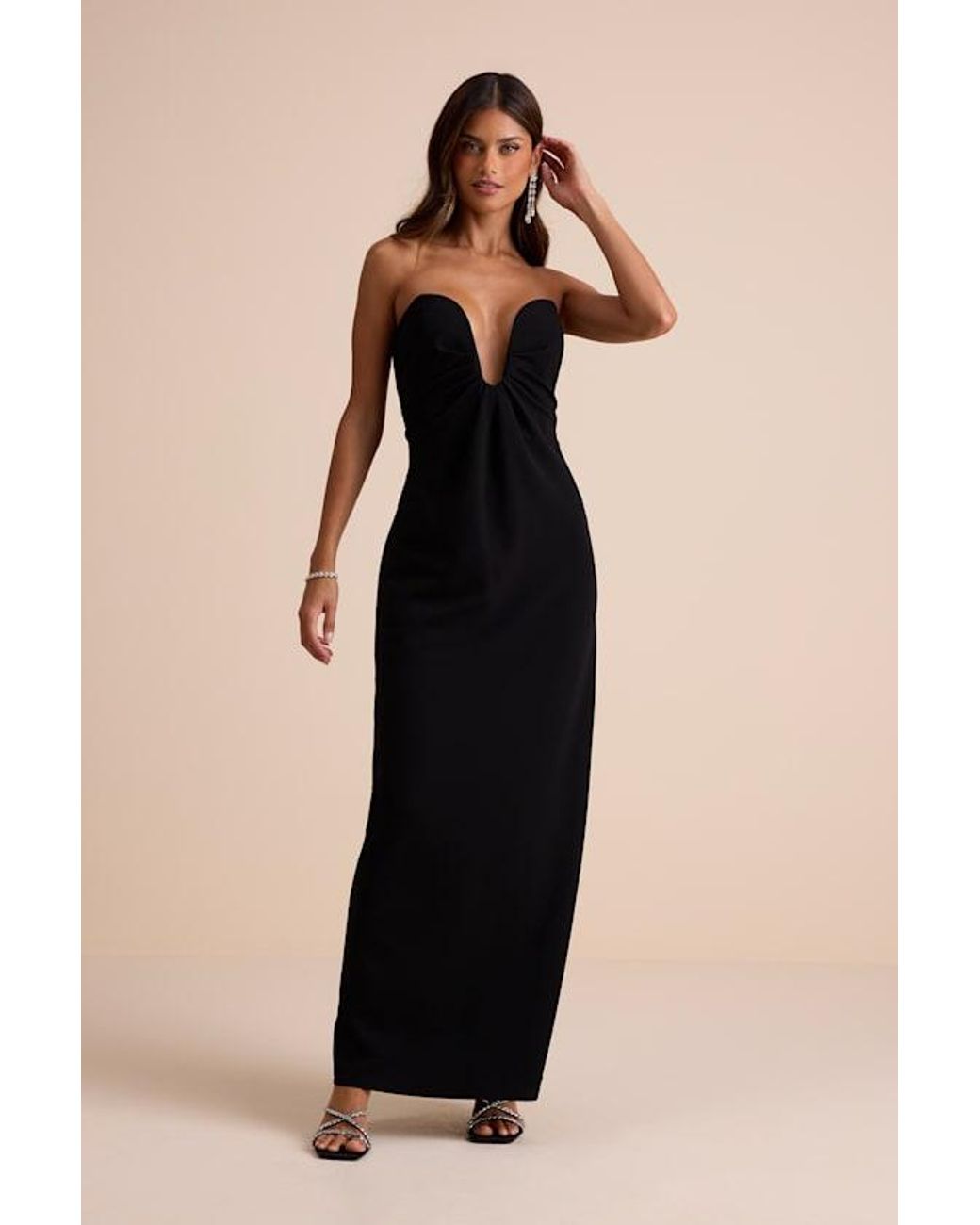 Lulus Black Thula Cutout U-Bar Column Maxi Dress