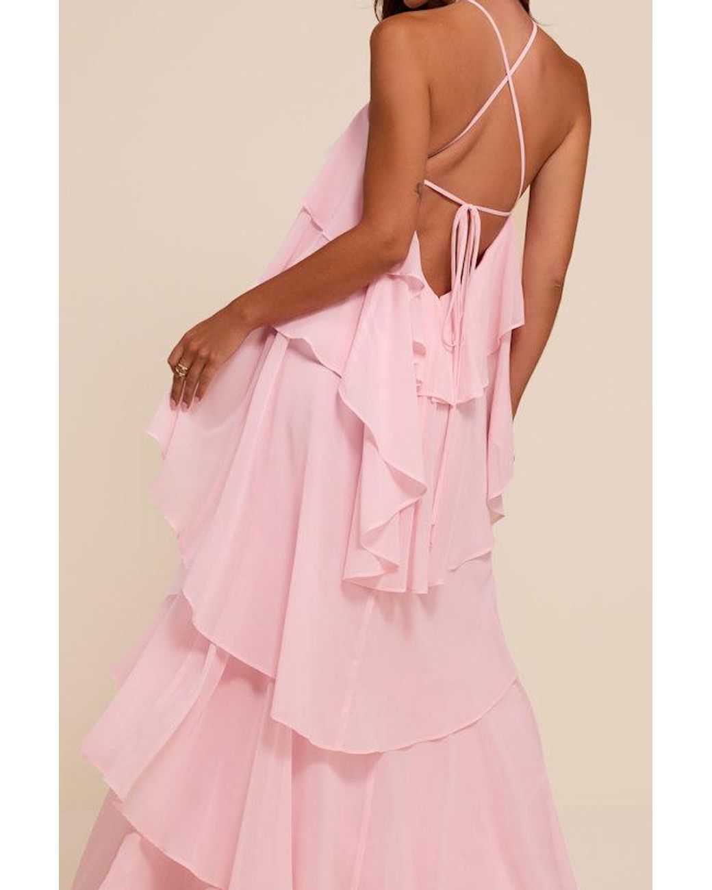Lulus Pink Aveley Tiered Shift Maxi Dress