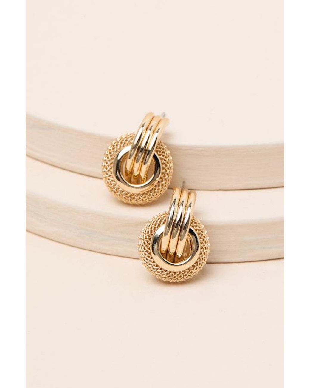 Lulus Brown Razele Textured Doorknocker Earrings