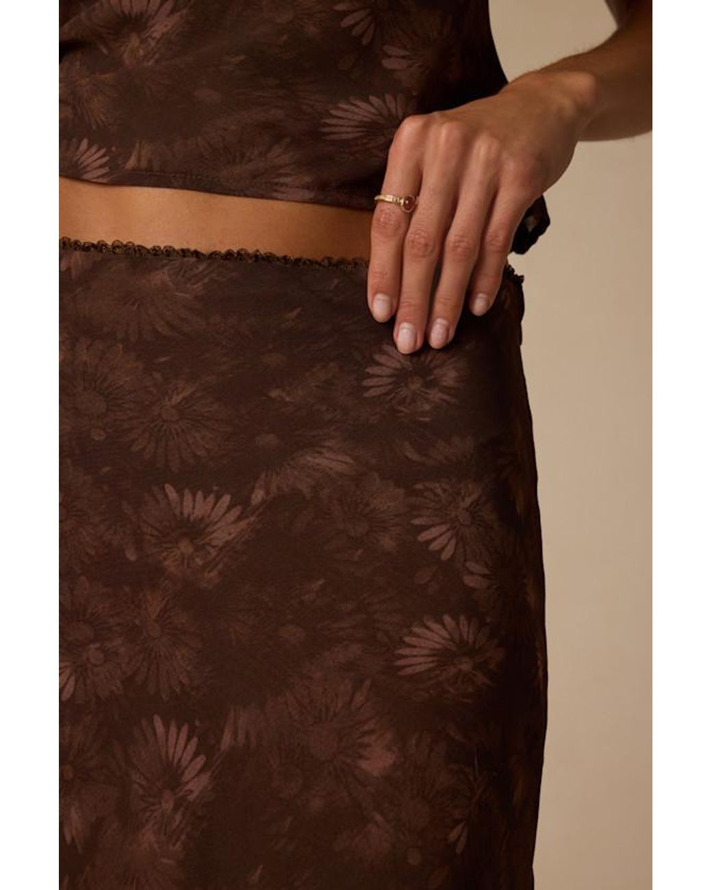 Lulus Natural Myette Floral Mesh Midi Skirt