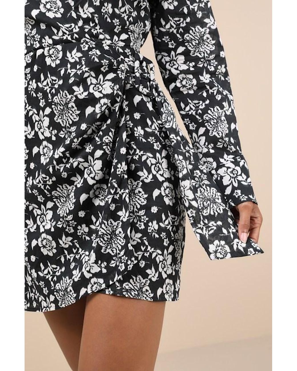 Lulus Black Made To Charm & Floral Collared Buckle Mini Dress
