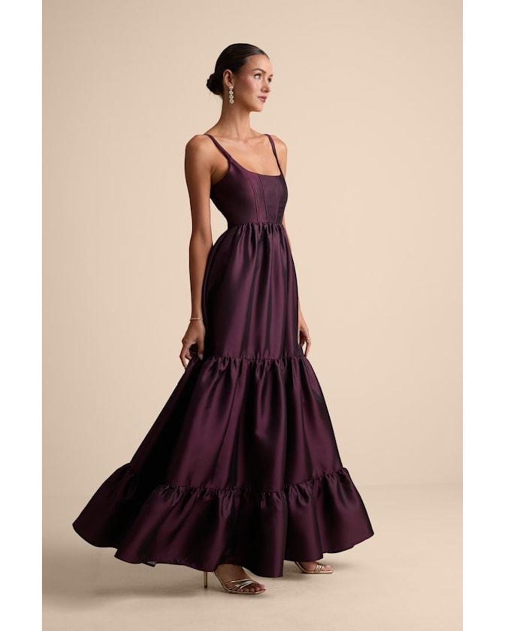 knee length dresses for ladies Bustier Tiered Maxi Dress main image 1
