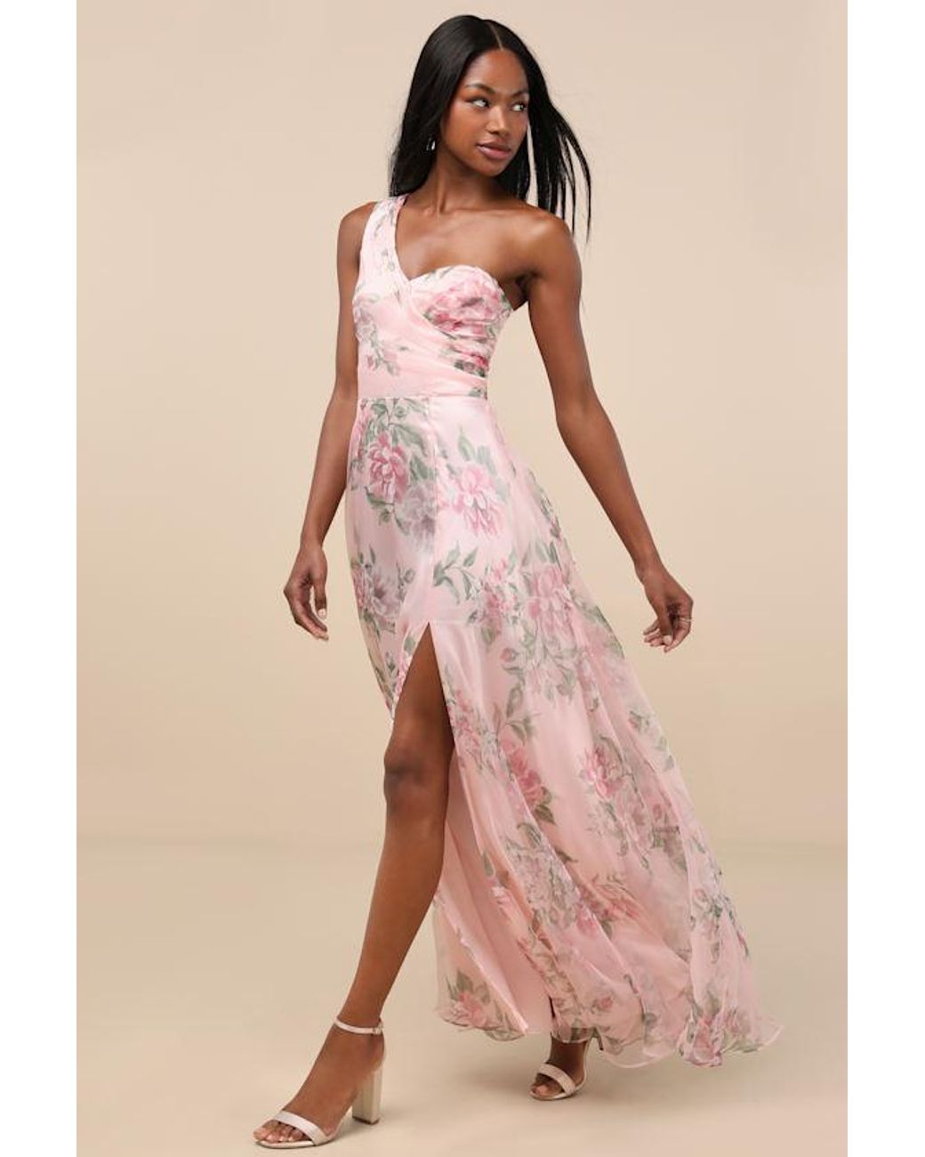 pink floral designer dress Magda
